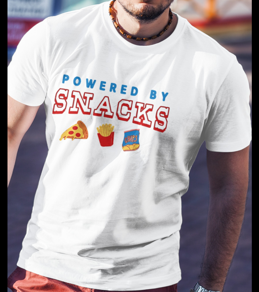 Powered By Snacks Pizza Fries Chips T-Shirt