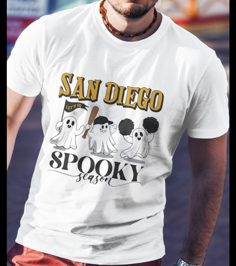 San Diego Let's Go Ghosts Spooky Season Baseball T-Shirt