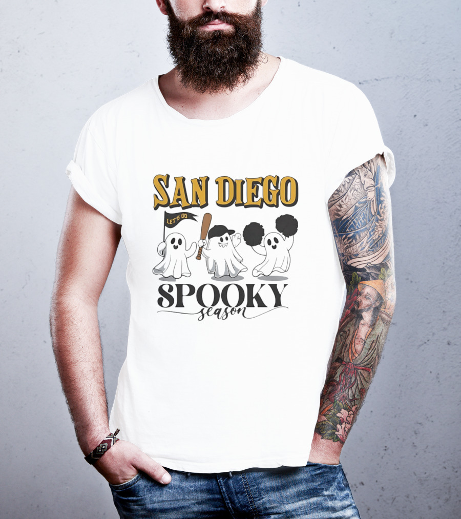 San Diego Let's Go Ghosts Spooky Season Baseball T-Shirt