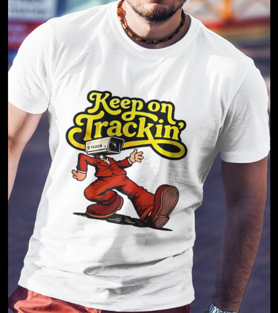 Keep On Trackin' Security Camera Head Person Walking T-Shirt