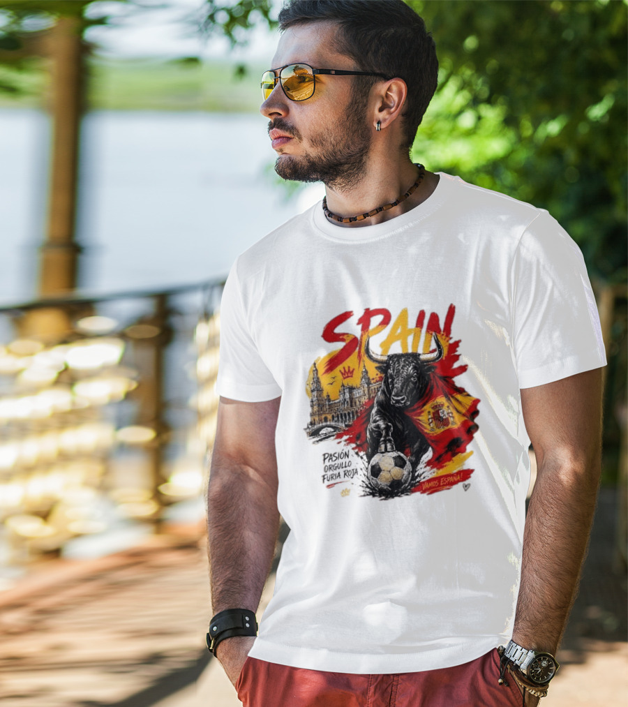 Spain Pasión Orgullo Furia Roja Vamos España Bull Flag 2026 T-Shirt