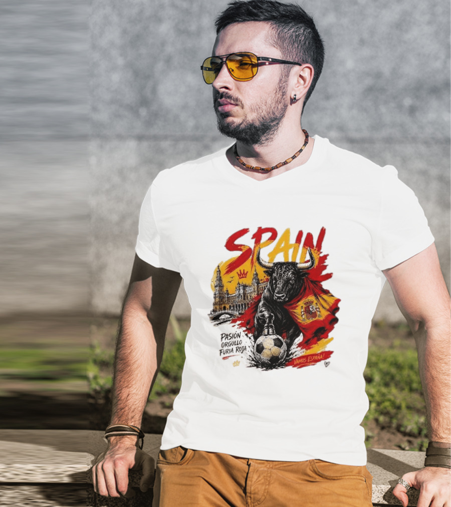 Spain Pasión Orgullo Furia Roja Vamos España Bull Flag 2026 T-Shirt