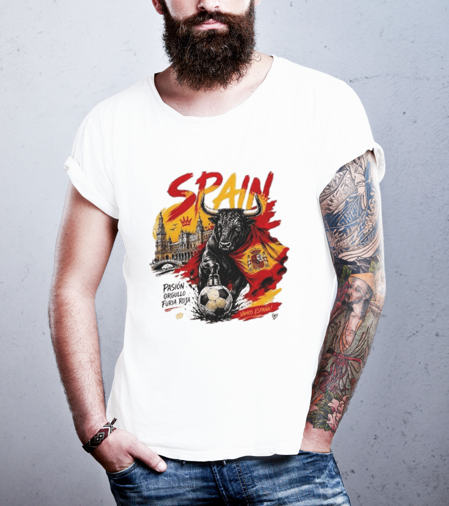 Spain Pasión Orgullo Furia Roja Vamos España Bull Flag 2026 T-Shirt