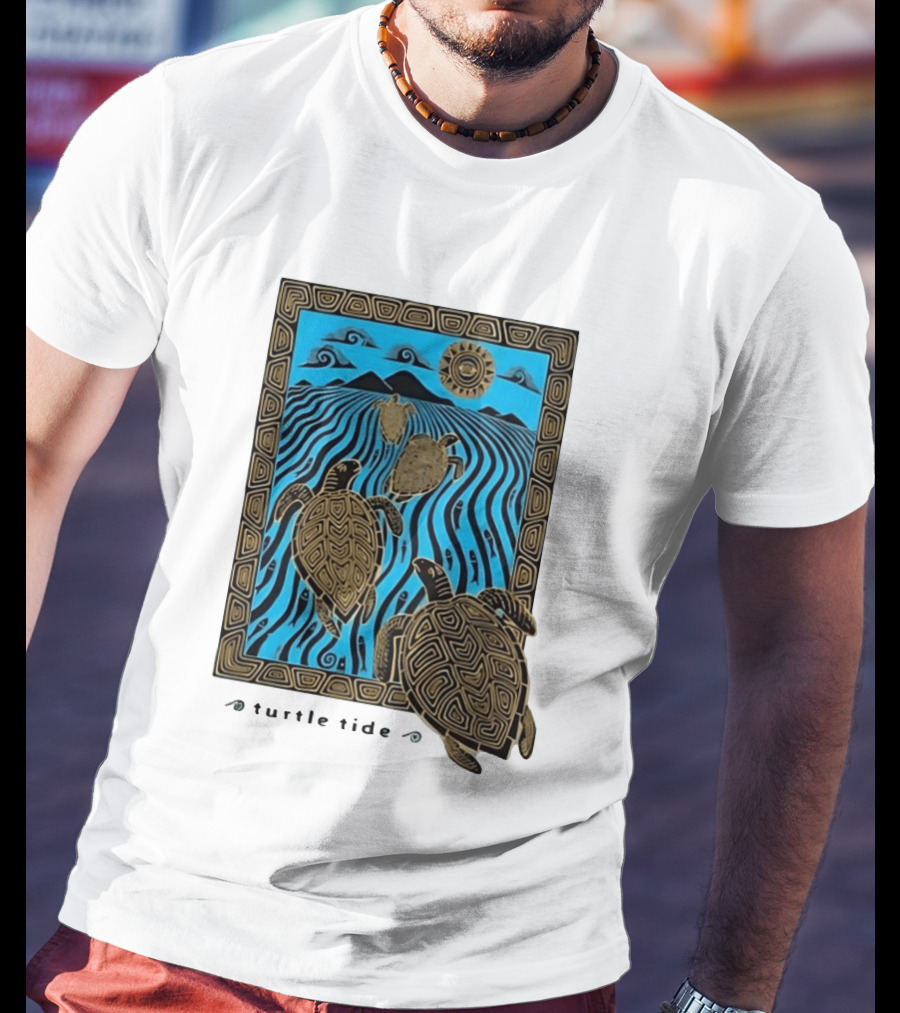 Turtle Tide Ocean Sea Life Coastal Nautical Waves And Sun T-Shirt