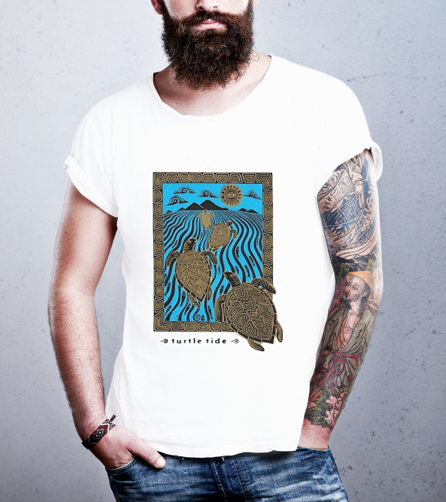 Turtle Tide Ocean Sea Life Coastal Nautical Waves And Sun T-Shirt