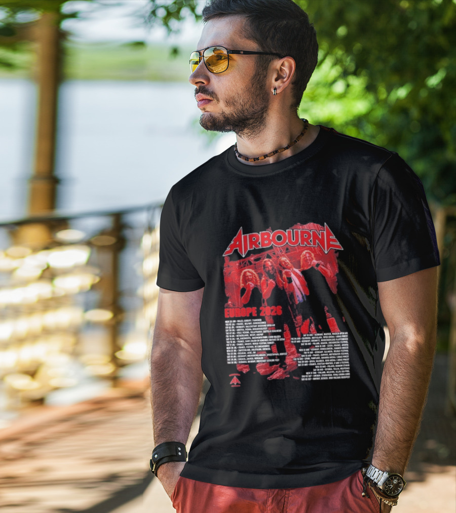 Airbourne Get Gutsy Europe 2026 Tour Dates And Cities T-Shirt