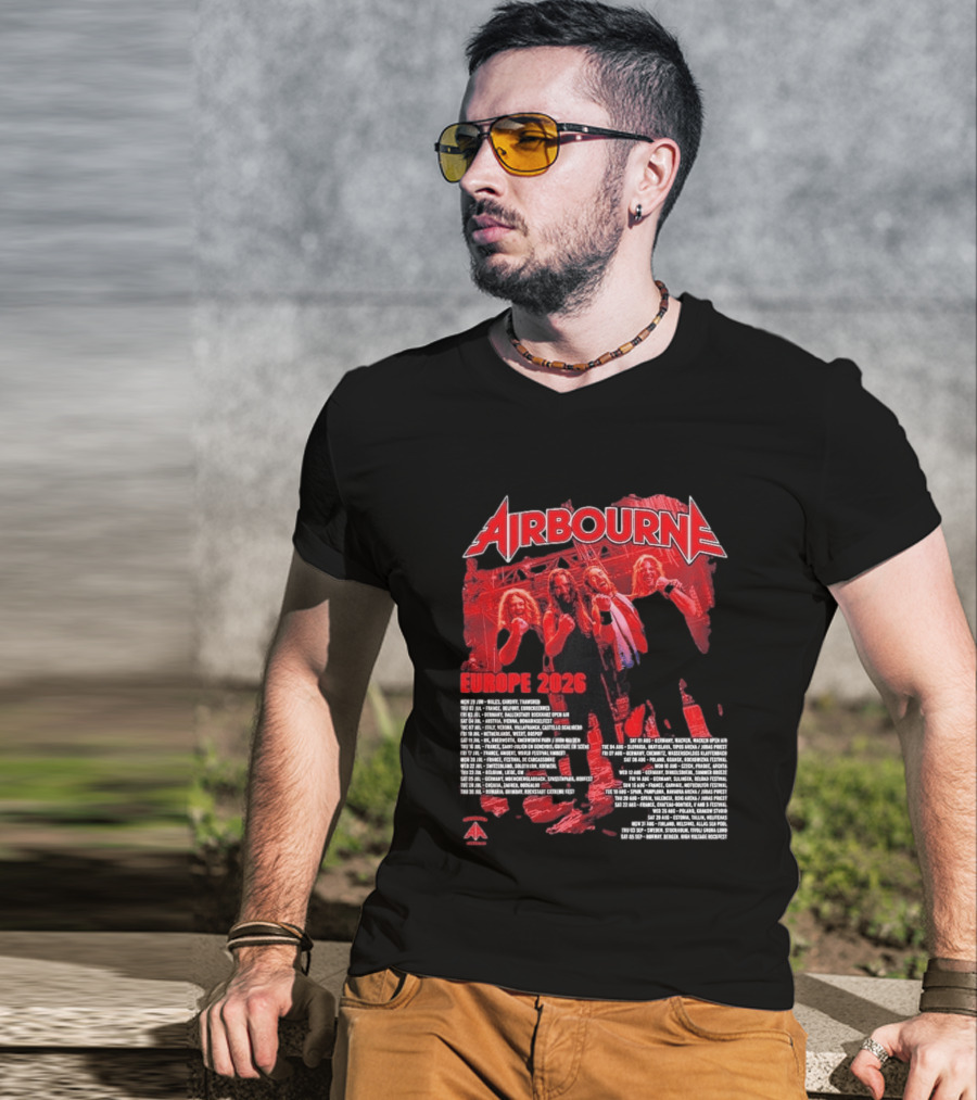 Airbourne Get Gutsy Europe 2026 Tour Dates And Cities T-Shirt