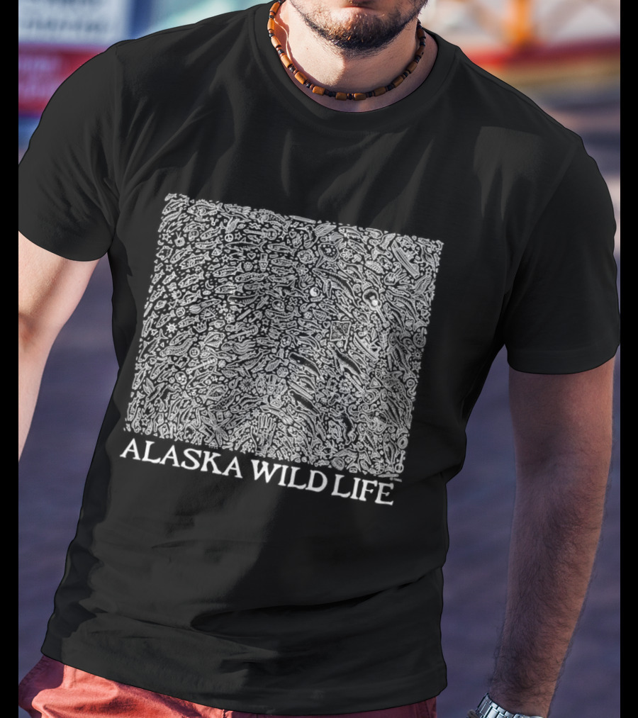 Alaska Wildlife Fish And Marine Life Doodles T-Shirt