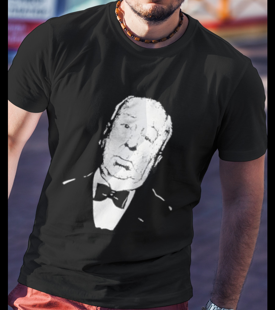 Alfred Hitchcock Staring Silhouette Iconic Filmmaker Style Bowtie T-Shirt