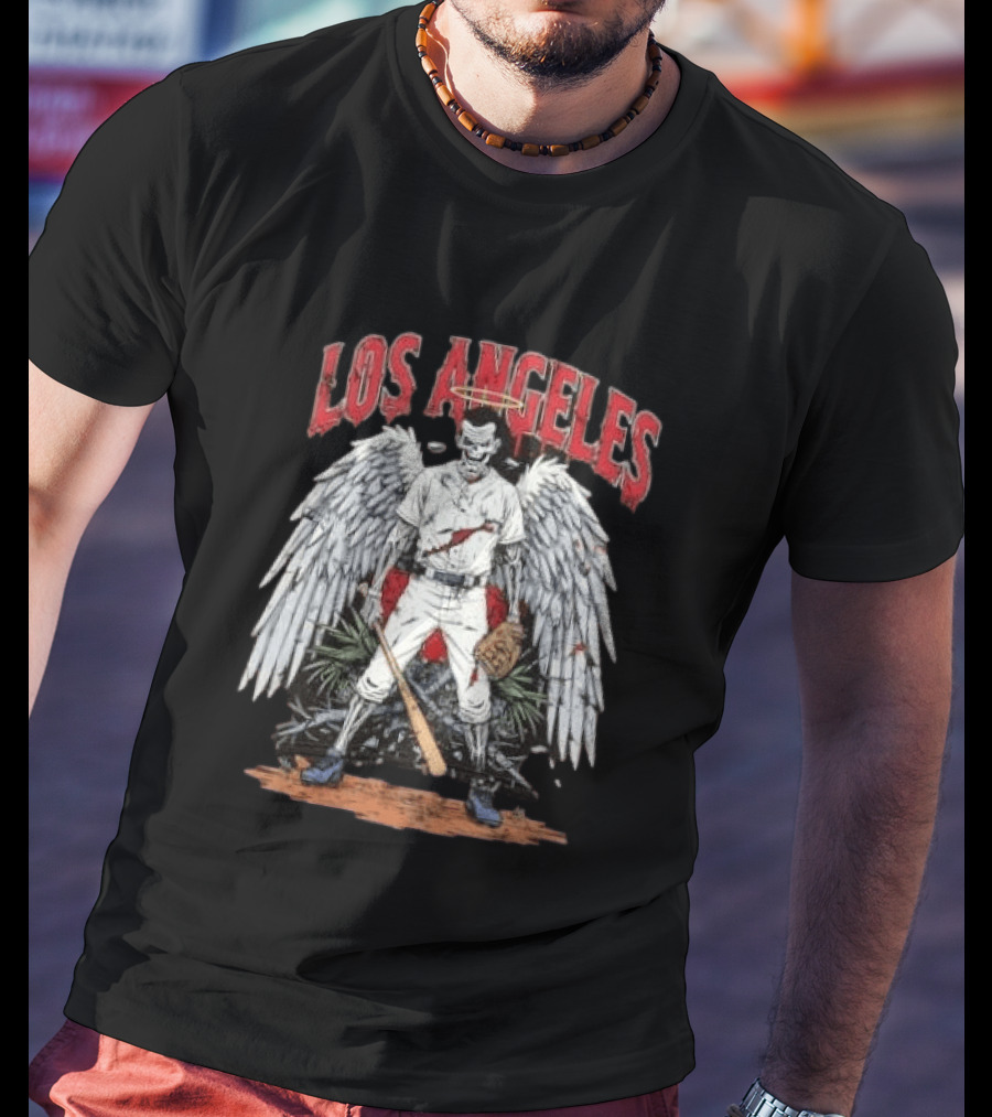 LOS ANGELES Angelic Baseball Player With Wings And Halo T-Shirt
