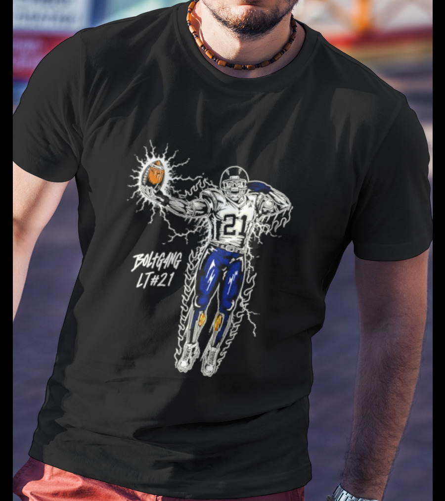 Boltgang LT 21 Skeleton Football Player Lightning Charge T-Shirt