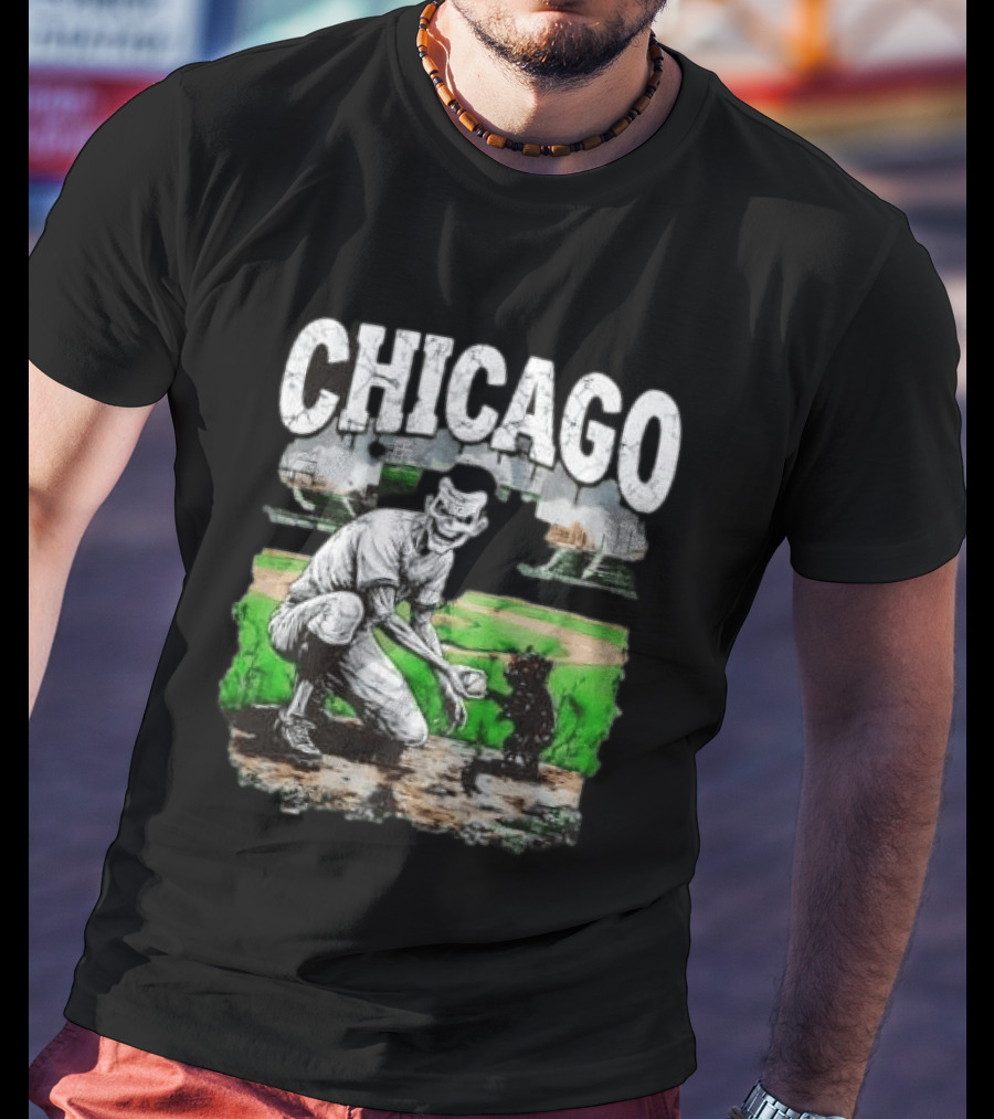 Chicago Undead Baseball Player With Cub On Field T-Shirt