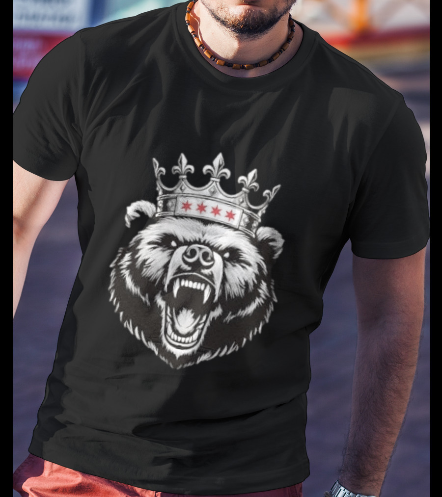 Chicago Bear Crown Four Stars Fleur De Lis T-Shirt