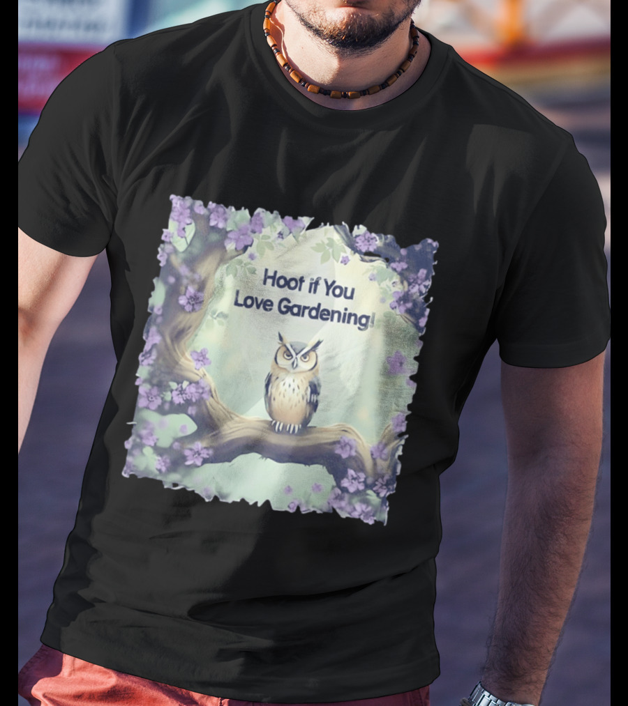 Hoot If You Love Gardening Owl In Blossom Tree T-Shirt