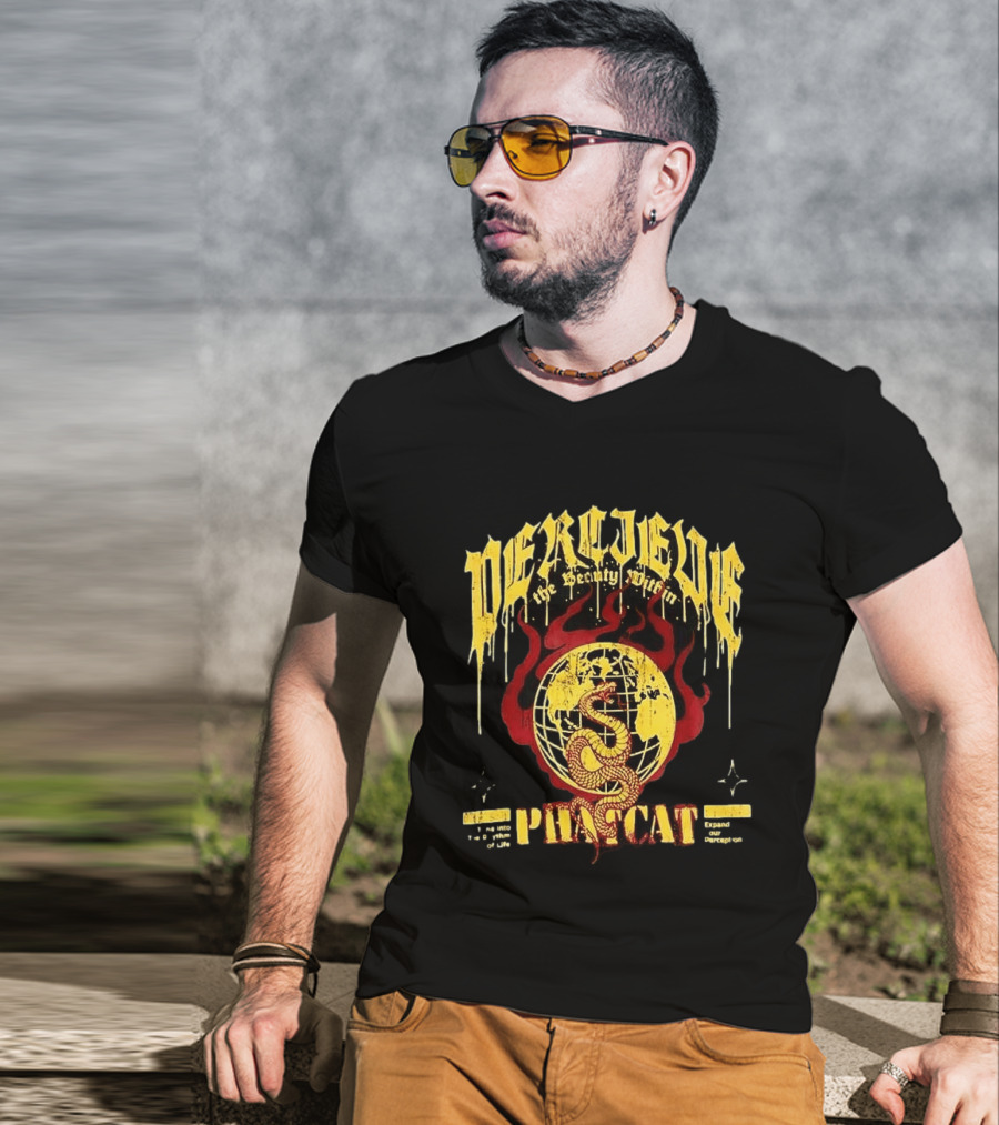 Phatcat Perceive The Reality Within Born To Be Free Snake Sphere Of Deception T-Shirt