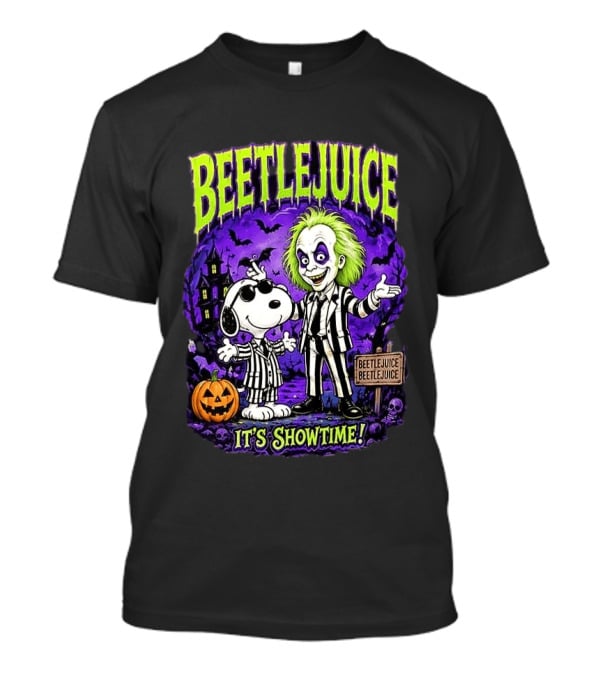 Beetlejuice Snoopy It's Showtime Halloween Pumpkin T-Shirt