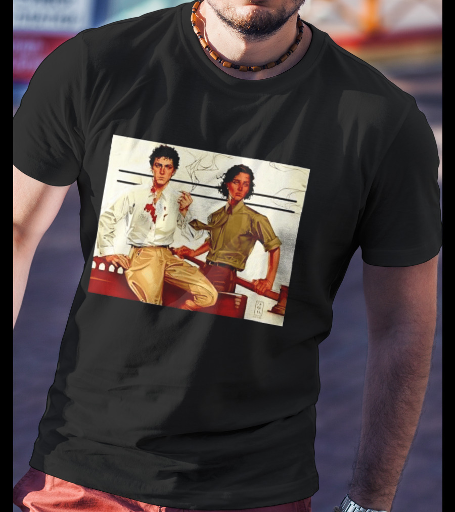 JAPH Two Men Smoking With Bloodstain T-Shirt