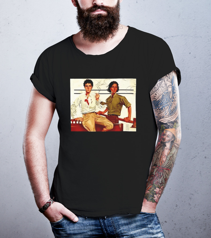JAPH Two Men Smoking With Bloodstain T-Shirt