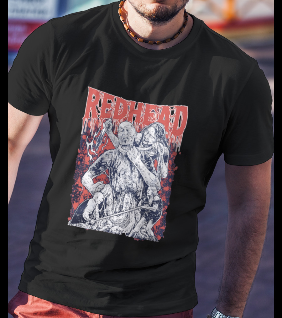 Red Head Horror Gruesome Comic Style Bloodied Figures T-Shirt