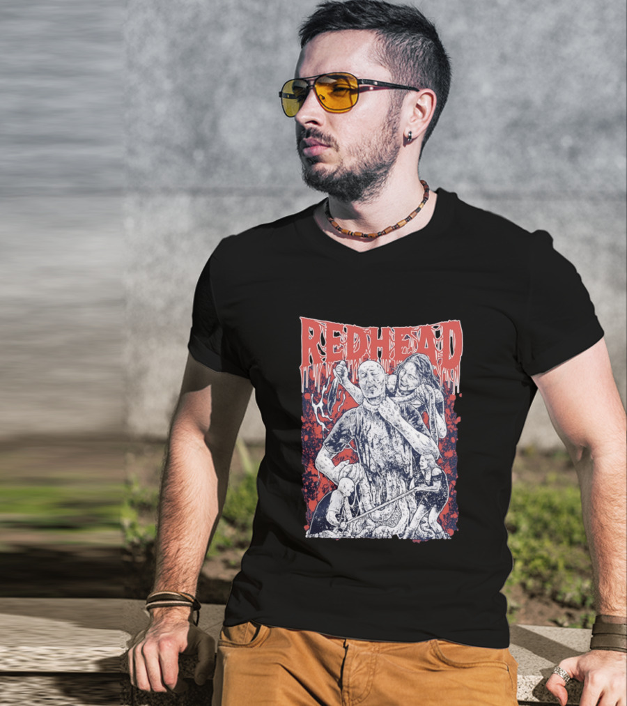 Red Head Horror Gruesome Comic Style Bloodied Figures T-Shirt