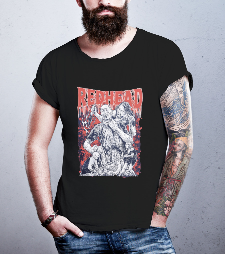 Red Head Horror Gruesome Comic Style Bloodied Figures T-Shirt