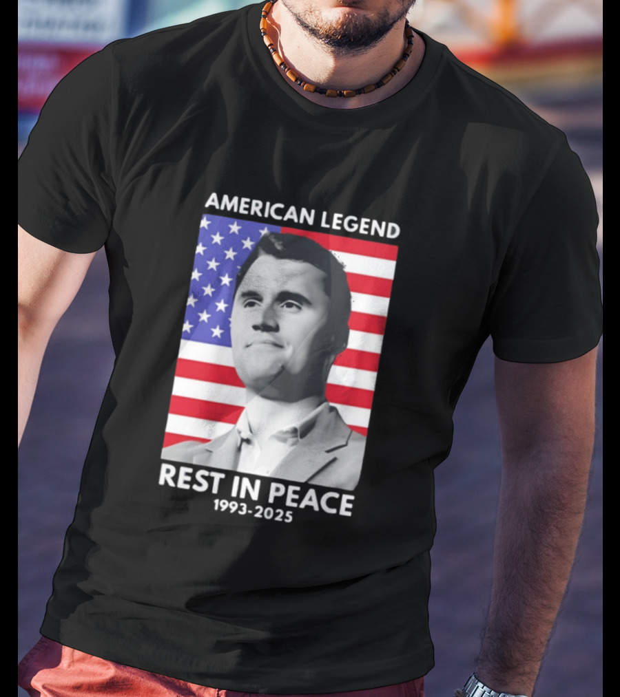 American Legend Rest In Peace Charlie Kirk 1993 2025 USA Flag T-Shirt