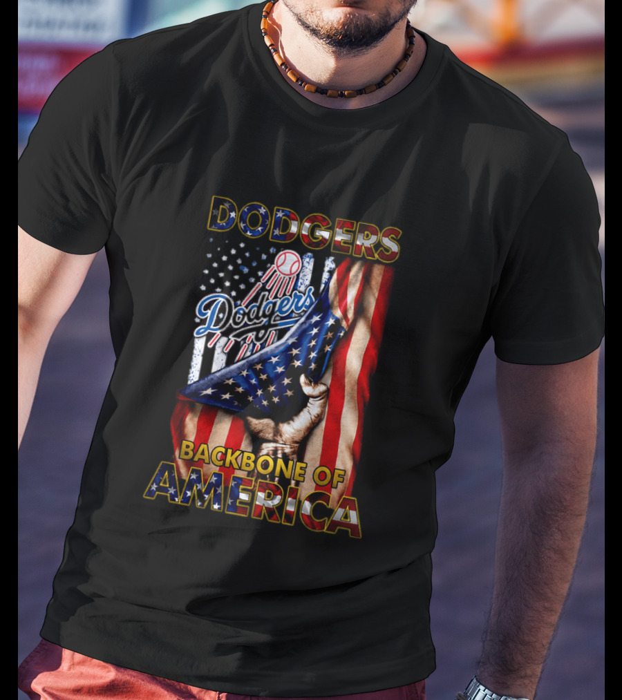 Dodgers Backbone Of America Baseball And Flag T-Shirt