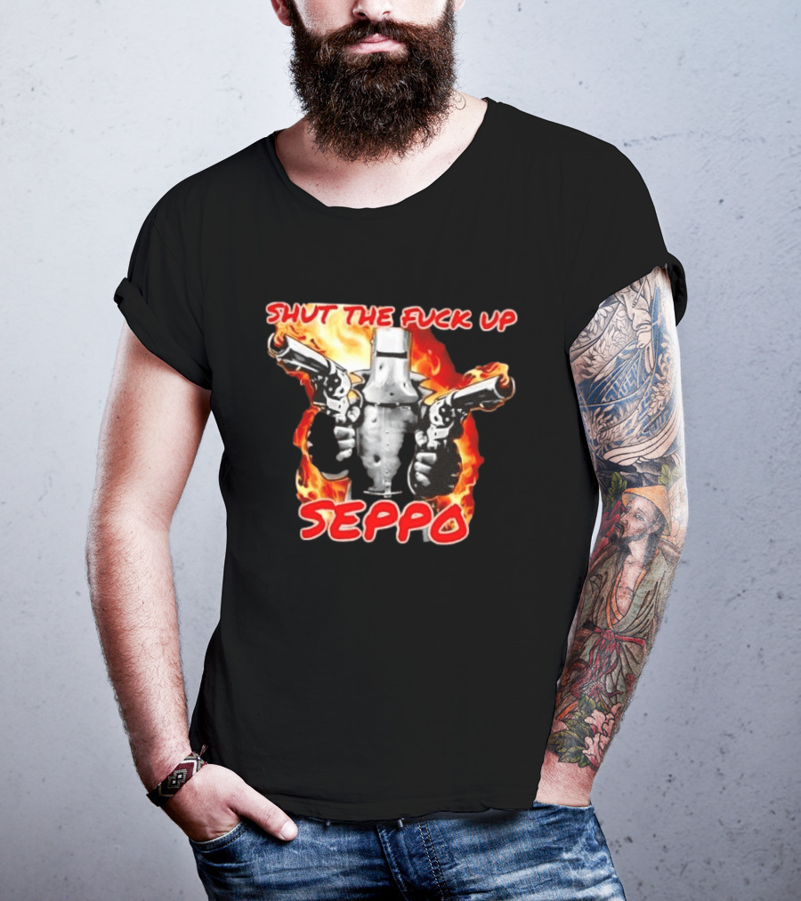 Shut The Fuck Up Seppo Dual Revolvers Fire Knight T-Shirt