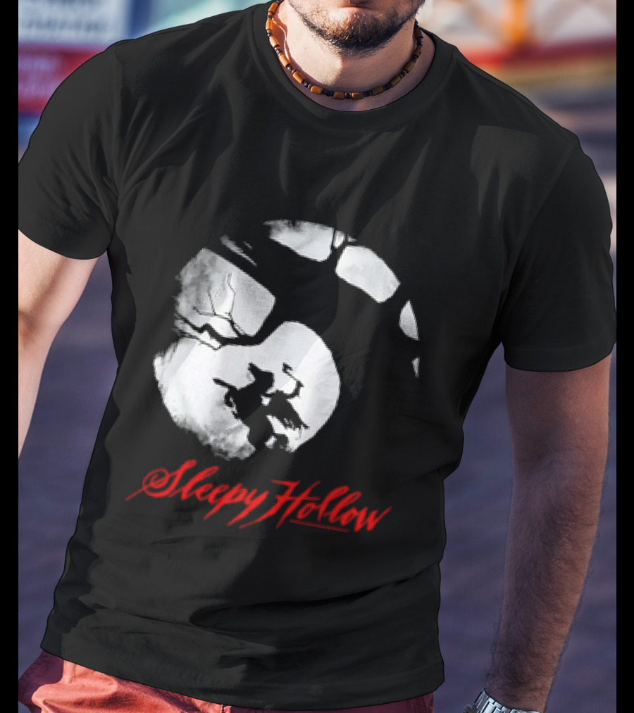 Sleepy Hollow Red Lettering Crescent Moon T-Shirt