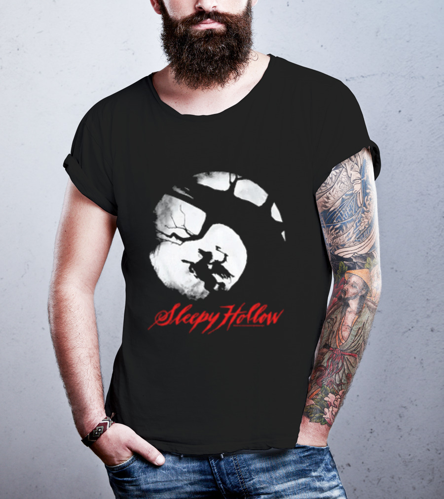 Sleepy Hollow Red Lettering Crescent Moon T-Shirt