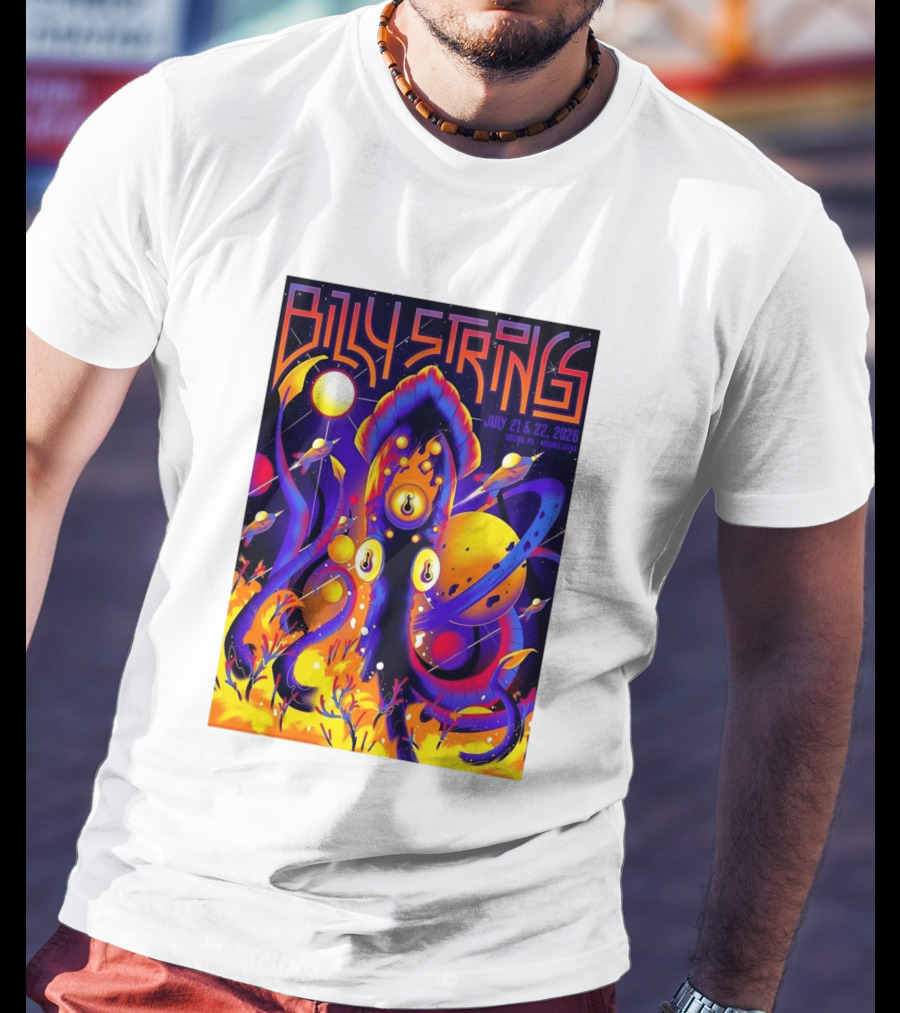 Billy Strings Boston MA July 21 22 2026 Live Agganis Arena Event Psychedelic Cosmic Squid T-Shirt