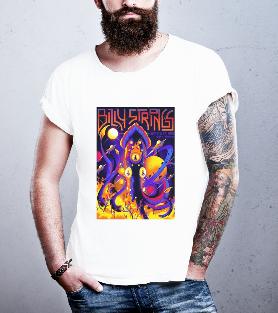 Billy Strings Boston MA July 21 22 2026 Live Agganis Arena Event Psychedelic Cosmic Squid T-Shirt