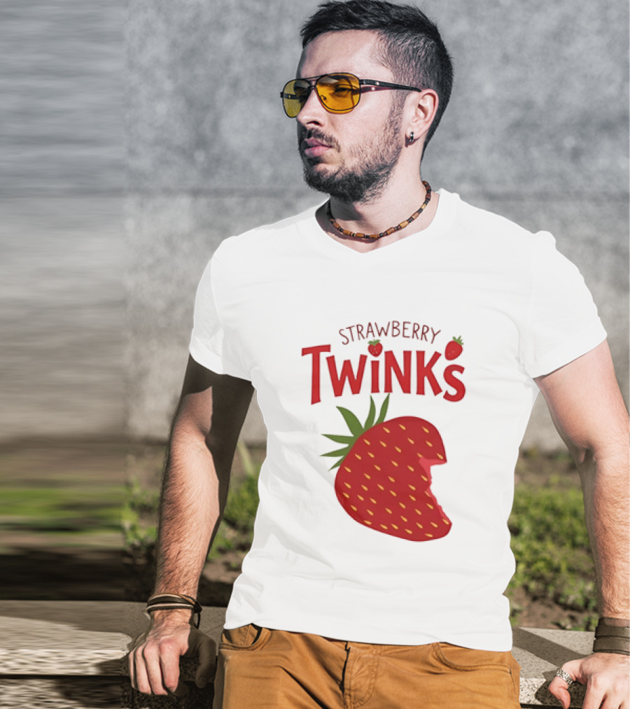 Strawberry Twinks Bitten Berry Fun Playful T-Shirt
