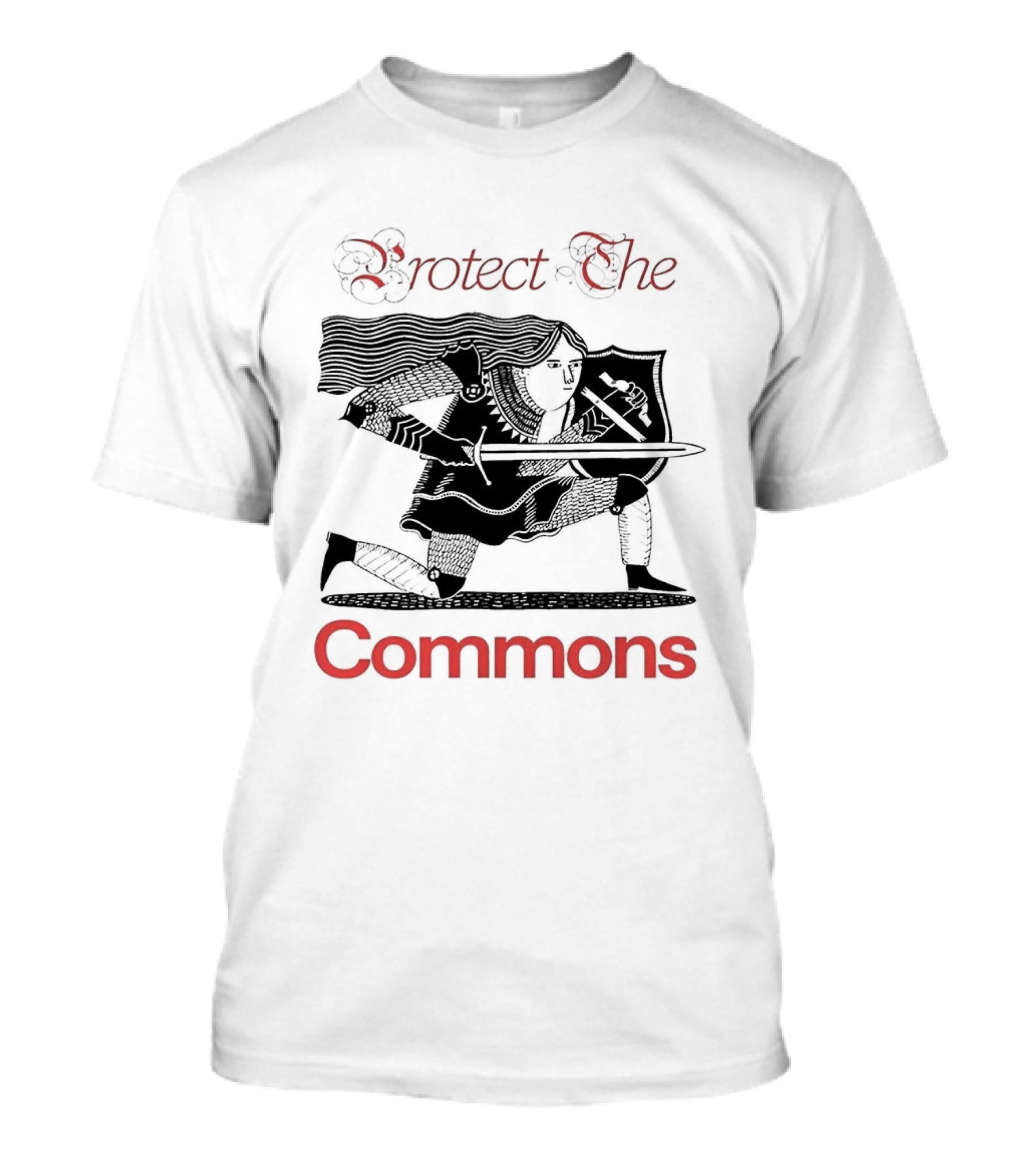 Protect The Commons Medieval Knight Armor Sword Shield T-Shirt
