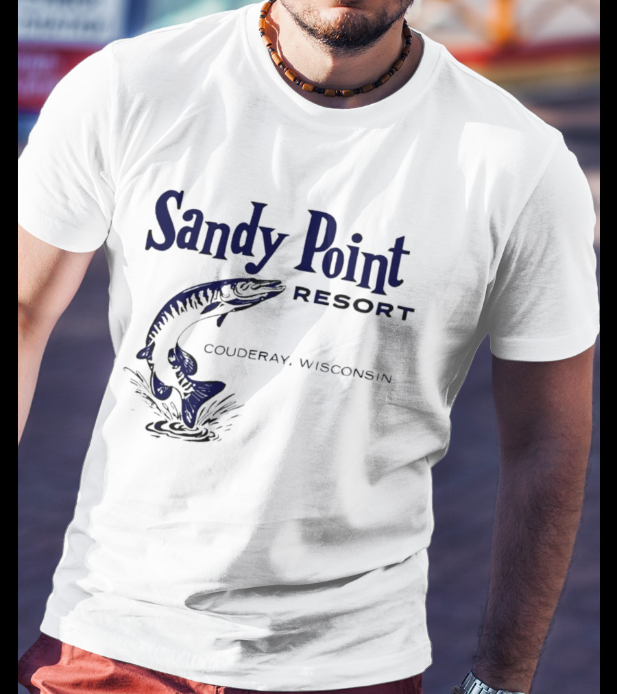 Sandy Point Resort Couderay Wisconsin Jumping Fish T-Shirt