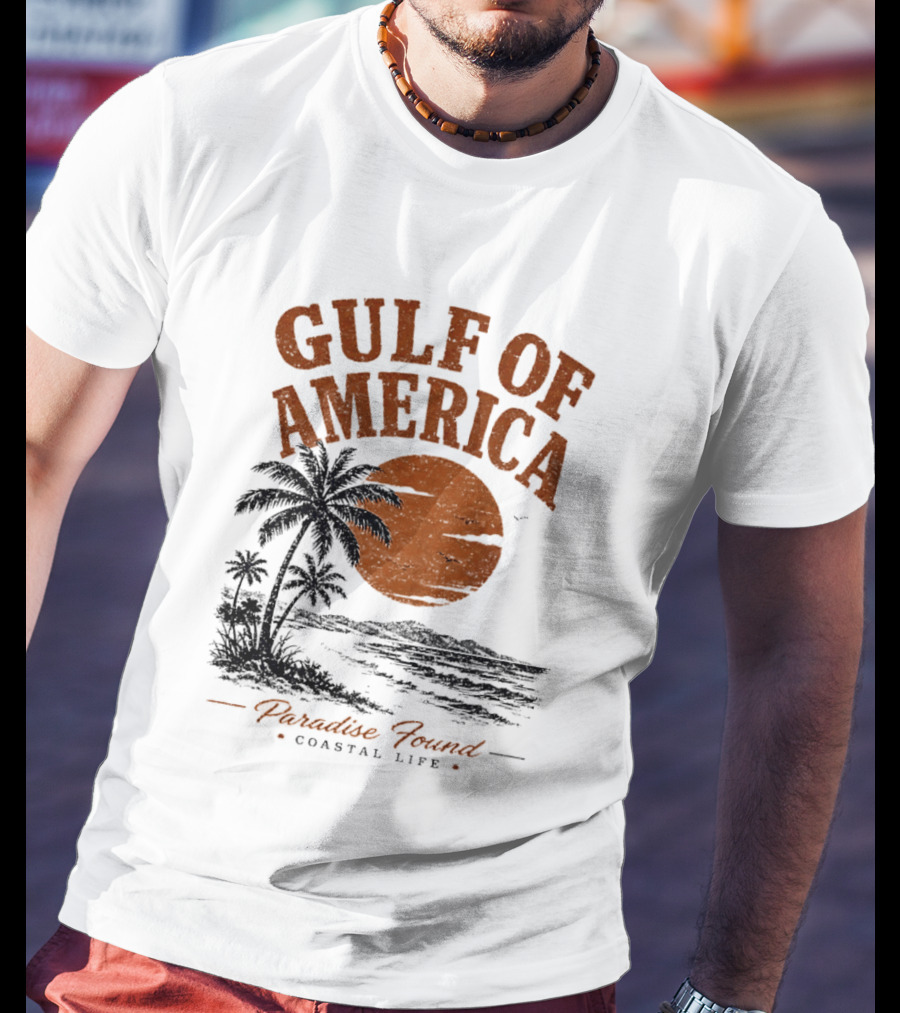 Gulf Of America Paradise Found Coastal Life Palm Sunset T-Shirt