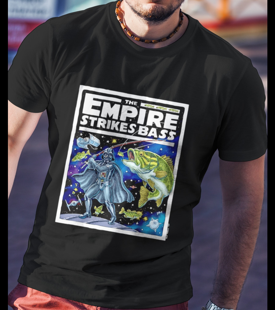 The Empire Strikes Bass Darth Vader Fishing Space Adventure T-Shirt