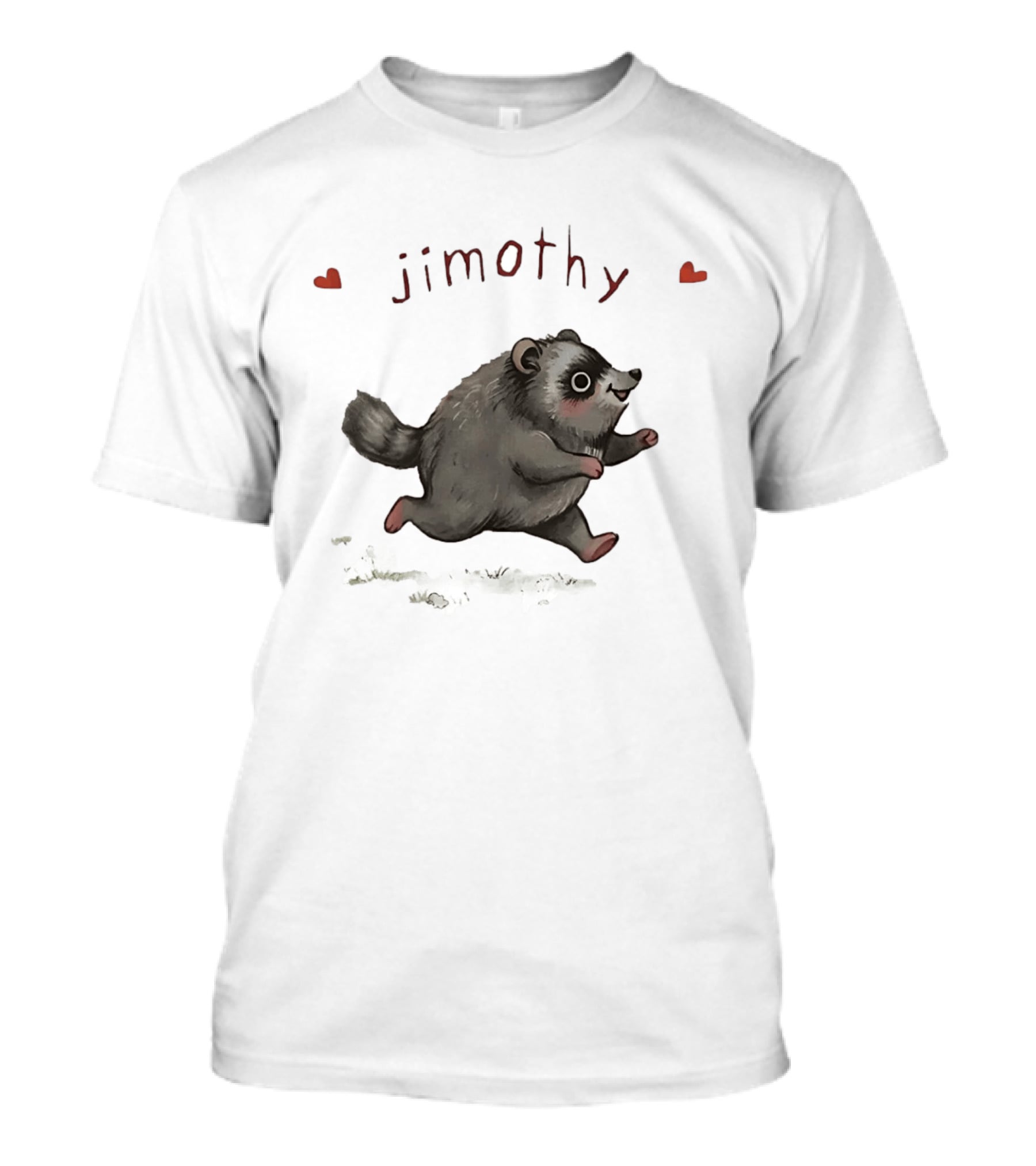 Jimothy Raccoon Cute Cartoon Character With Hearts T-Shirt