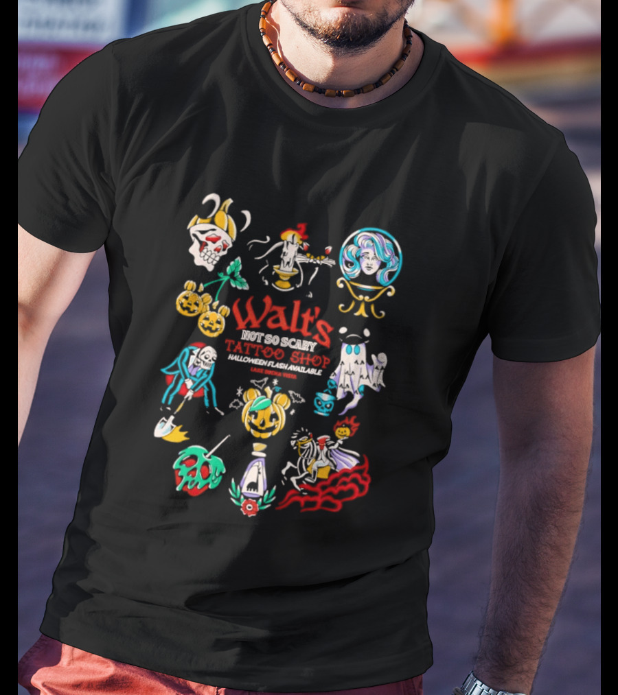 Walt's Not So Scary Tattoo Shop Halloween Flash Lake Buena Vista T-Shirt