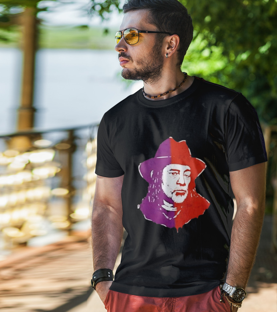 Willie Nelson Face Pop Art Style Cowboy Hat T-Shirt