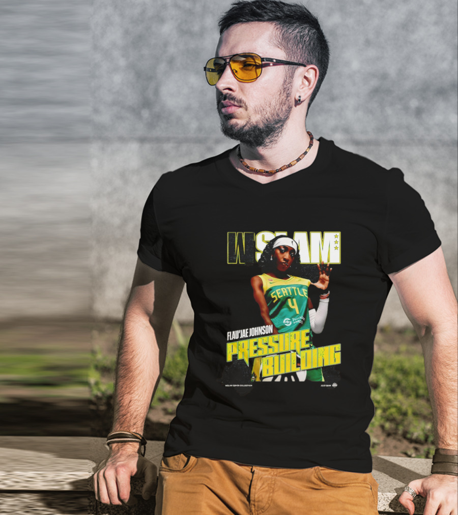 W SLAM Flau'jae Johnson Seattle Storm Pressure Building T-Shirt