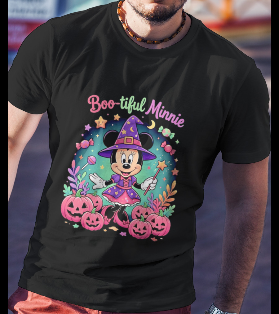 Boo Tiful Minnie Halloween Pumpkin Witch Disney Magic T-Shirt