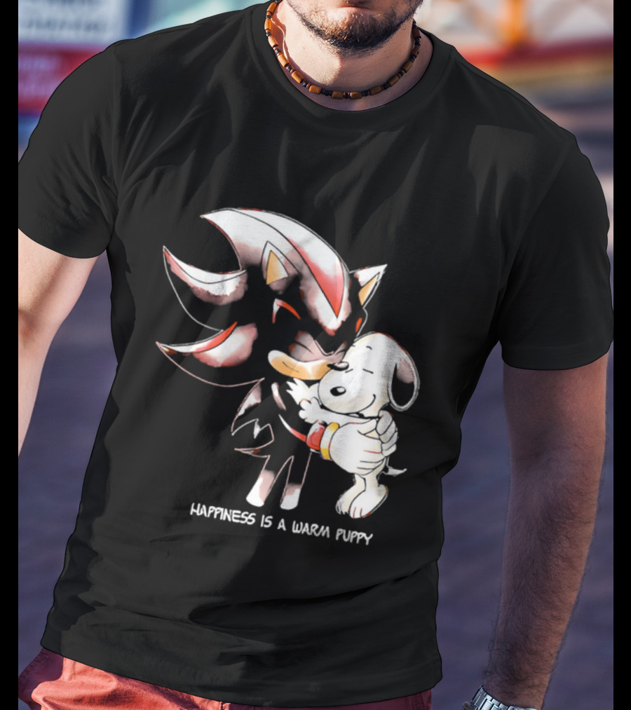 Happiness Is A Warm Puppy Shadow The Hedgehog Embrace T-Shirt