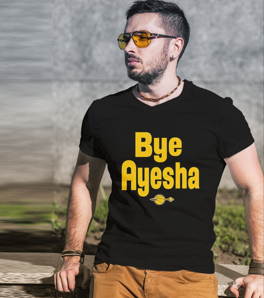 Bye Ayesha Basketball Team Yellow Text With Ball And Hoop T-Shirt