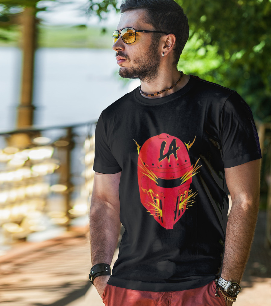 LA Flaming Knight Helmet Los Angeles Sports Blaze T-Shirt