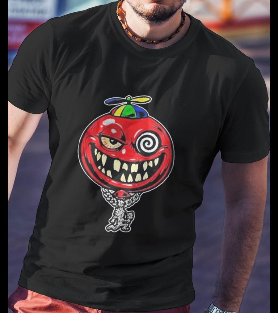 Insane Clown Posse Wakko The Kidd Bizerker 187 Spiral Eyed Grinning Face Balloon With Propeller Hat T-Shirt