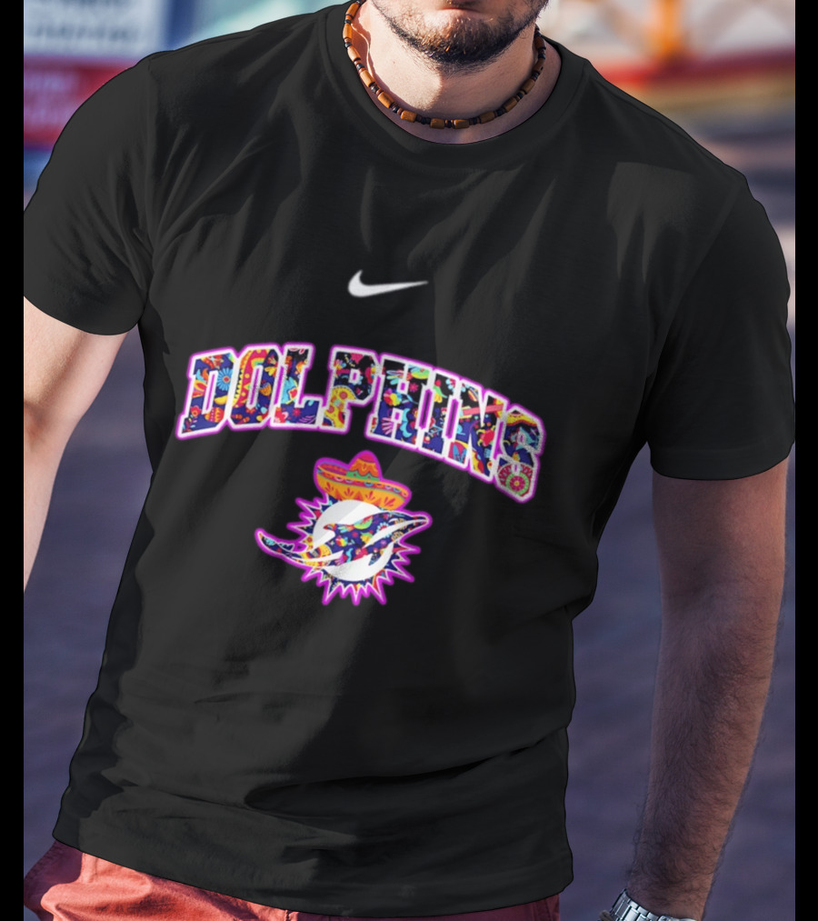 Nike Dolphins Hispanic Heritage Fiesta Florals Sombrero T-Shirt