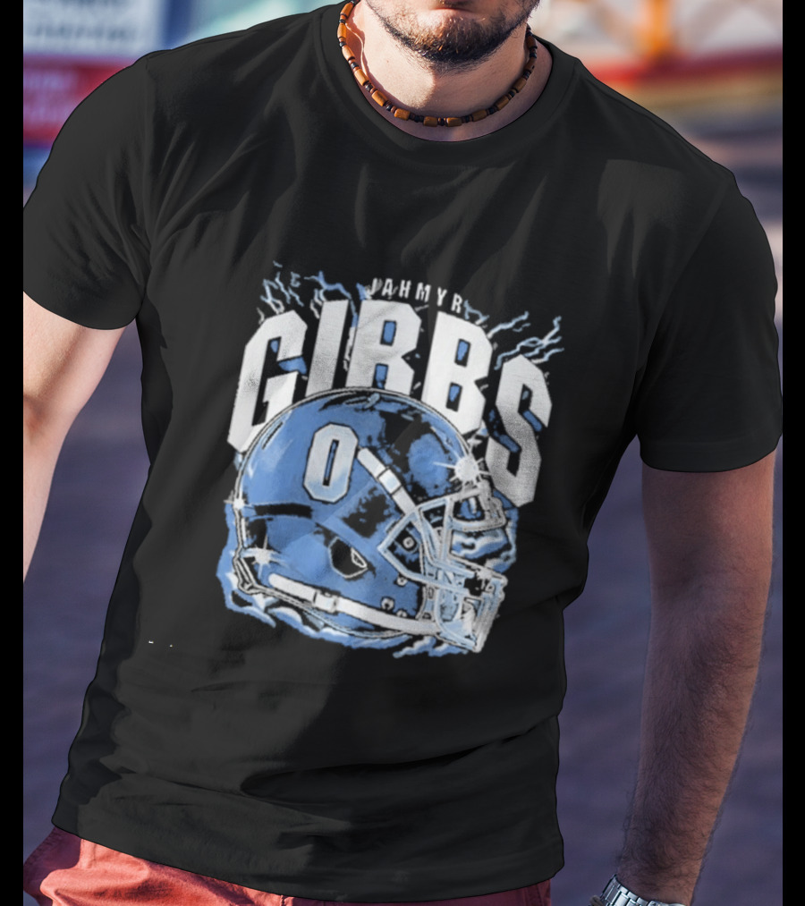 Jahmyr Gibbs Detroit Football Helmet Lions Number 0 T-Shirt