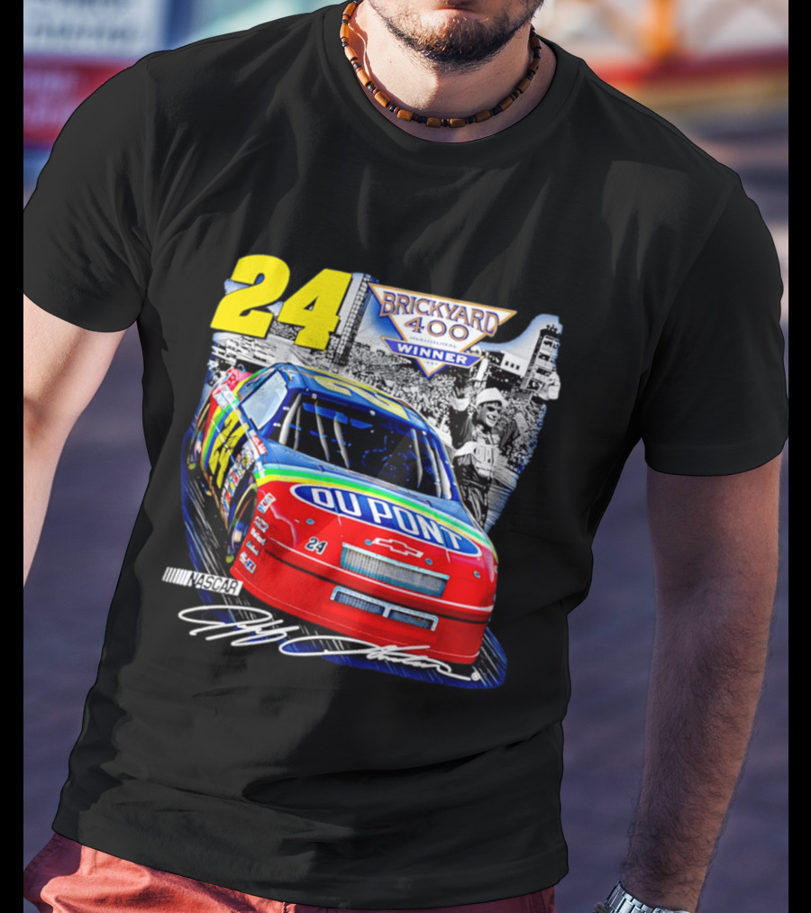 Jeff Gordon NASCAR DuPont Chevrolet No 24 Brickyard 400 Inaugural Winner T-Shirt