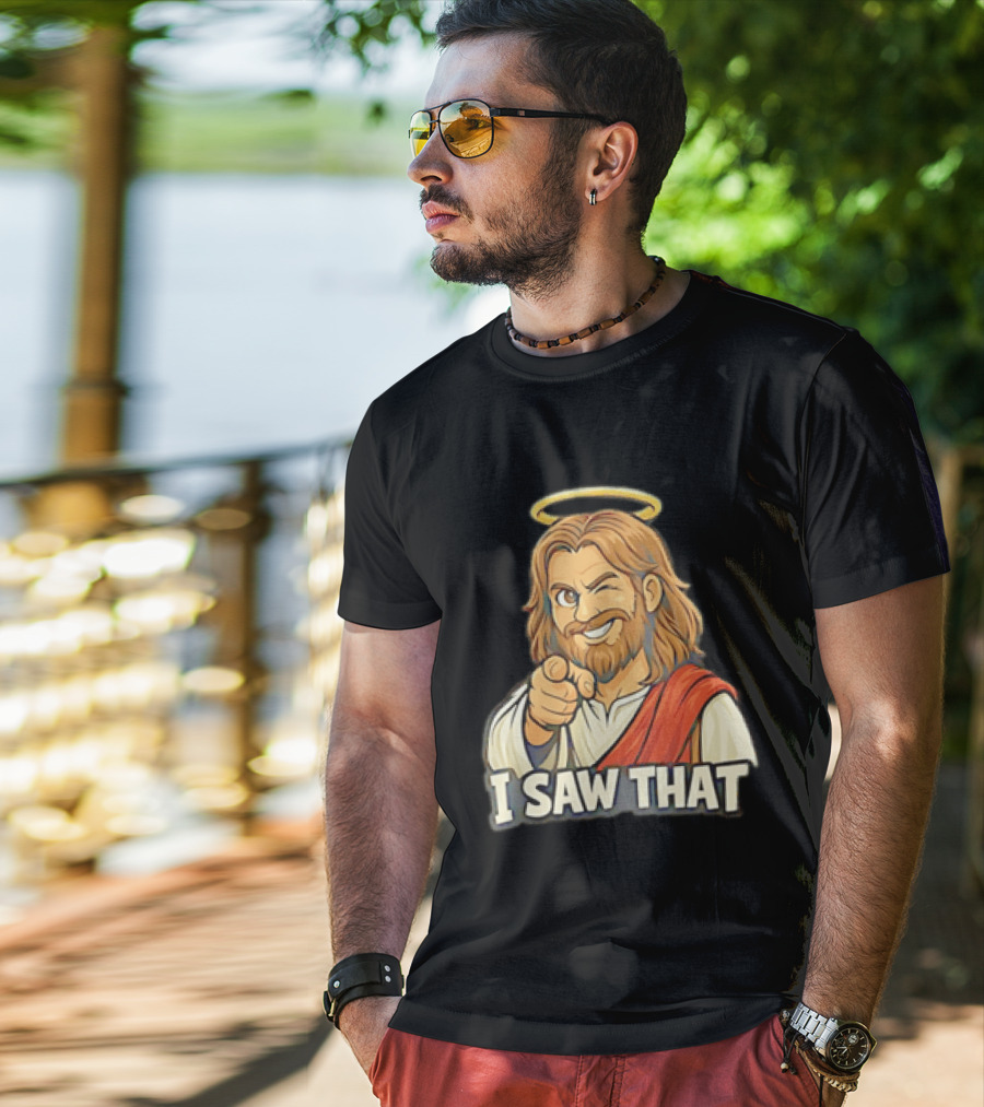Jesus Winking Pointing I Saw That Halo Robe T-Shirt